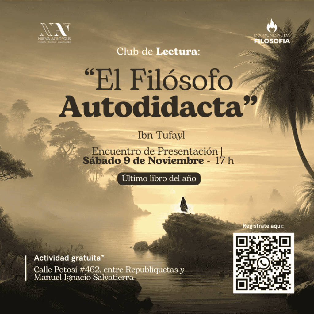 ueva Acrópolis celebra el Día Mundial de la Filosofía con un club de lectura sobre 'El Filósofo Autodidacta' de Ibn Tufayl. Un espacio de aprendizaje y reflexión. Evento gratuito en santa cruz el 9 y 16 de noviembre