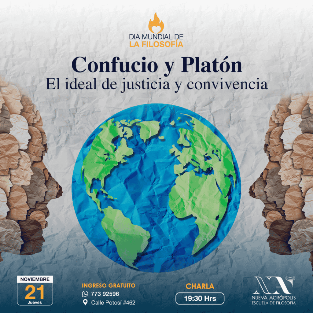 Nueva Acrópolis celebra el Día Mundial de la Filosofía con una charla sobre 'El ideal de justicia y convivencia' inspirado en Confucio y Platón. Descubre cómo estos filósofos aportan una visión de unidad en la diversidad. Evento gratuito en santa cruz el 21 de noviembre